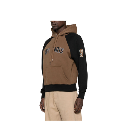 Cotton Colorblock Hoodie - Brown