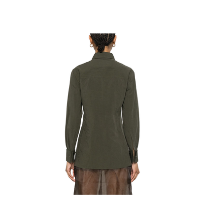 Cassandre Green Linen and Cotton Shirt