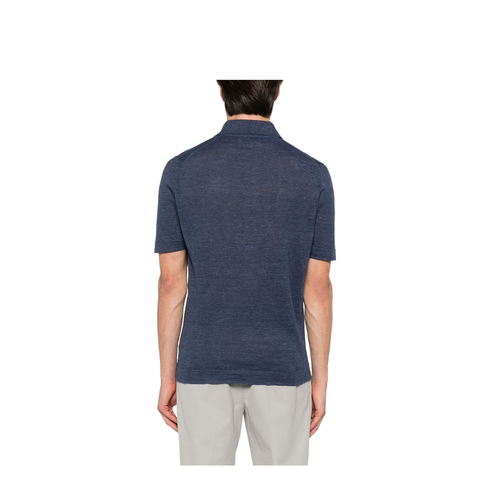 Linen and Cotton Knit Polo Shirt