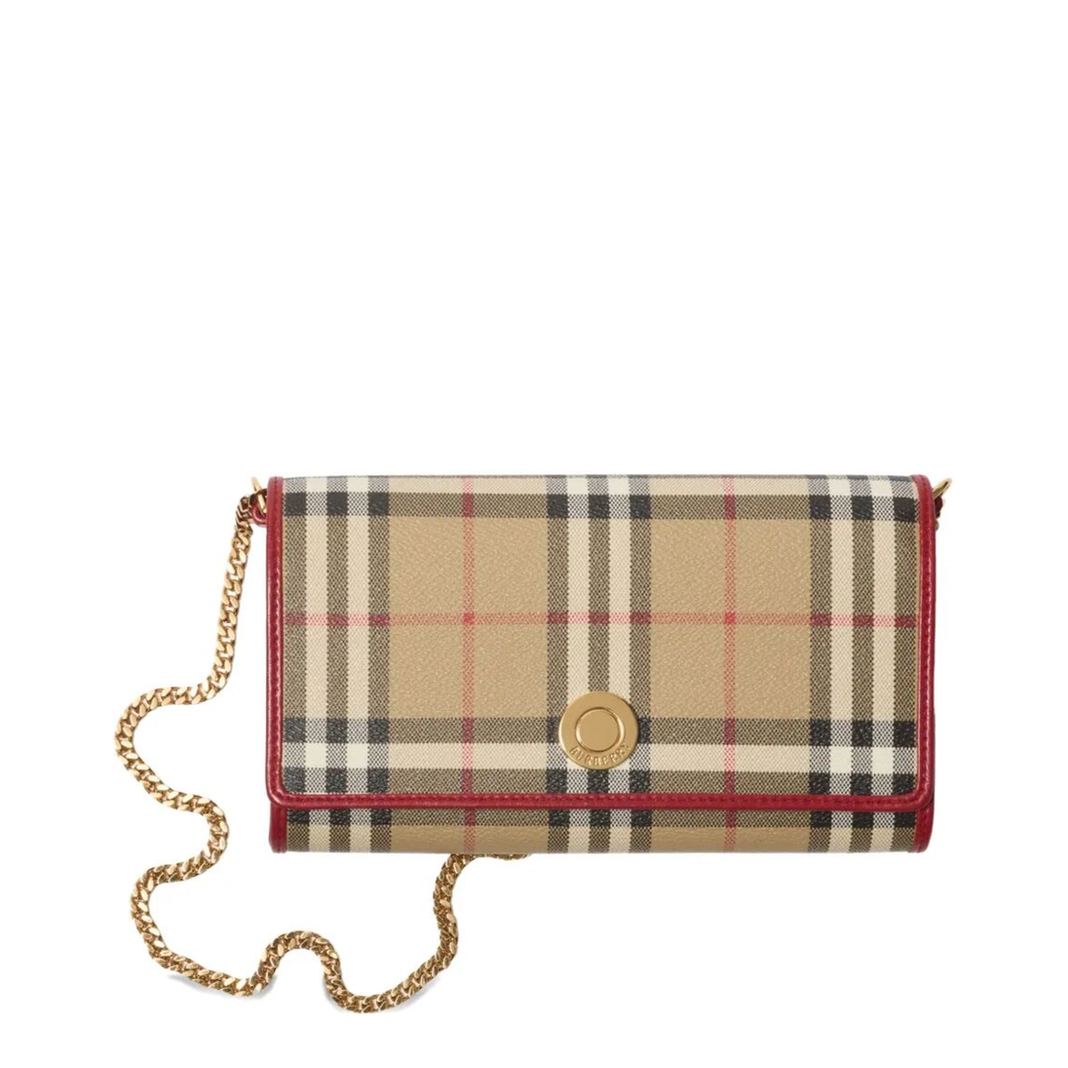 Check Pattern Chain Wallet - Beige