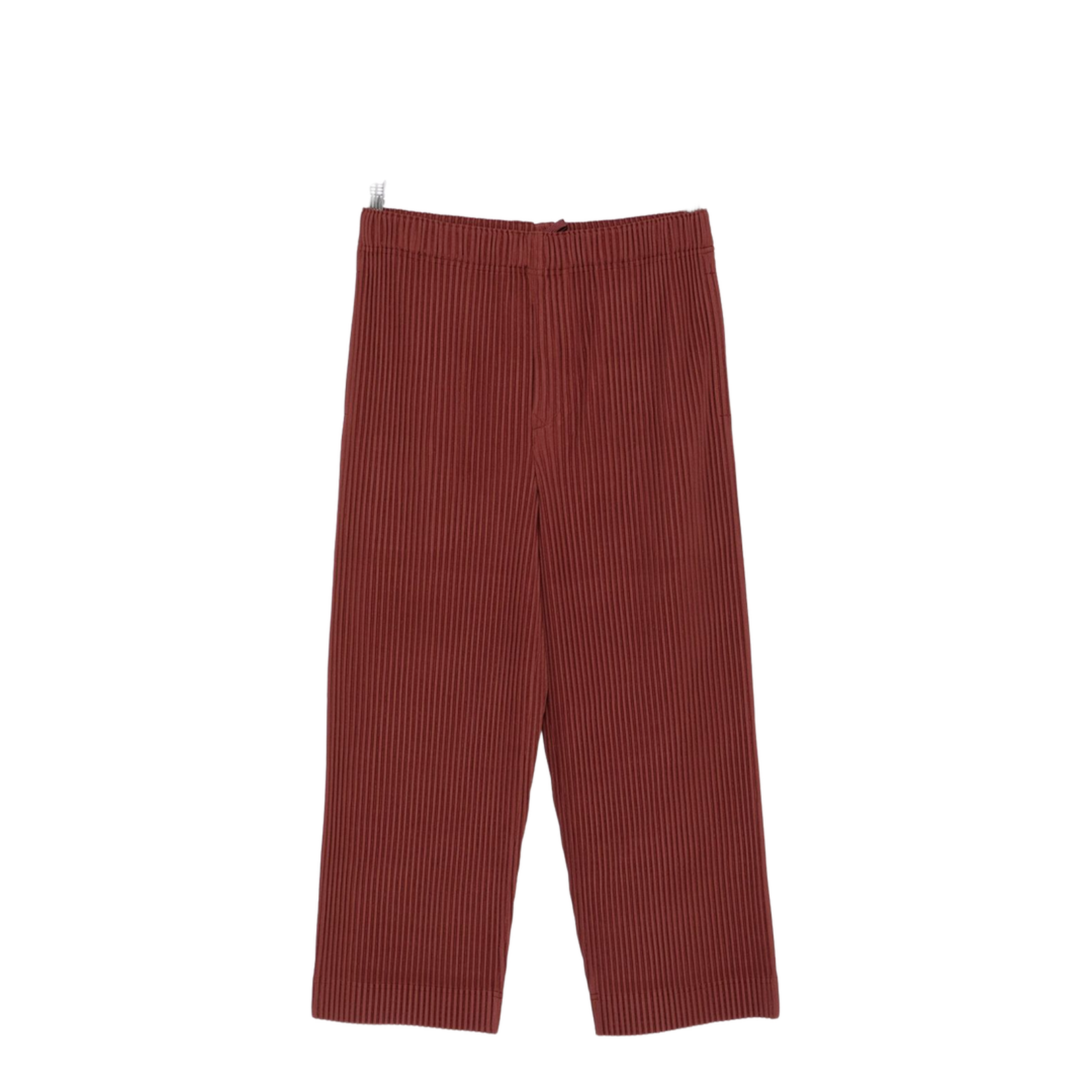 Brown Pleated Design Cropped Pants