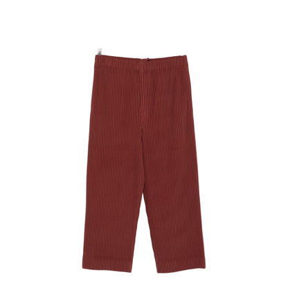 Brown Pleated Design Cropped Pants