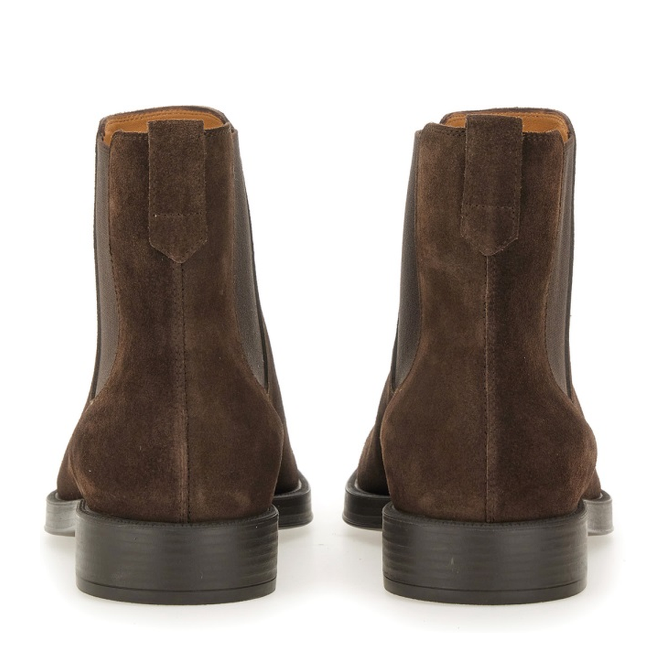 Coffee Brown Elasticated Side Panels Low Stacked Heel Round Toe