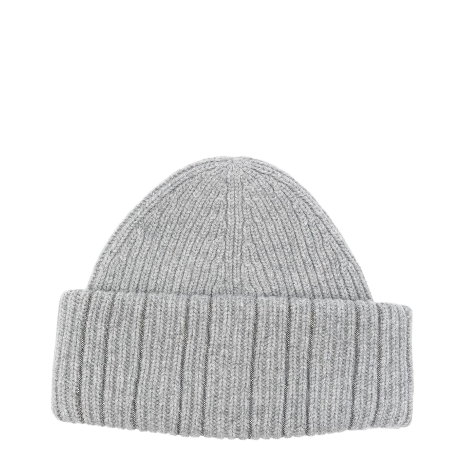 Grey Ribbed Wool Beanie