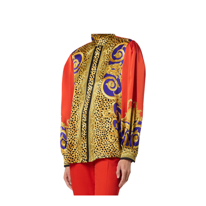 Cheetah Barocco Silk Lavallière Shirt