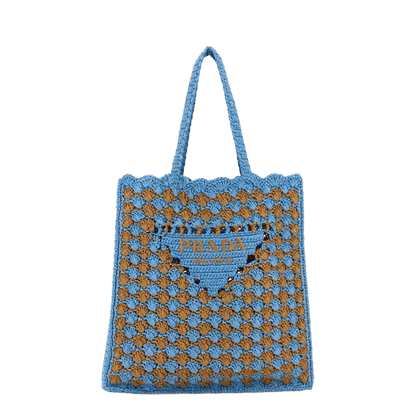 Two-Tone Raffia Shopping Bag