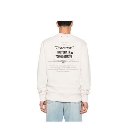 White Cotton Sweatshirt with Print on the Back