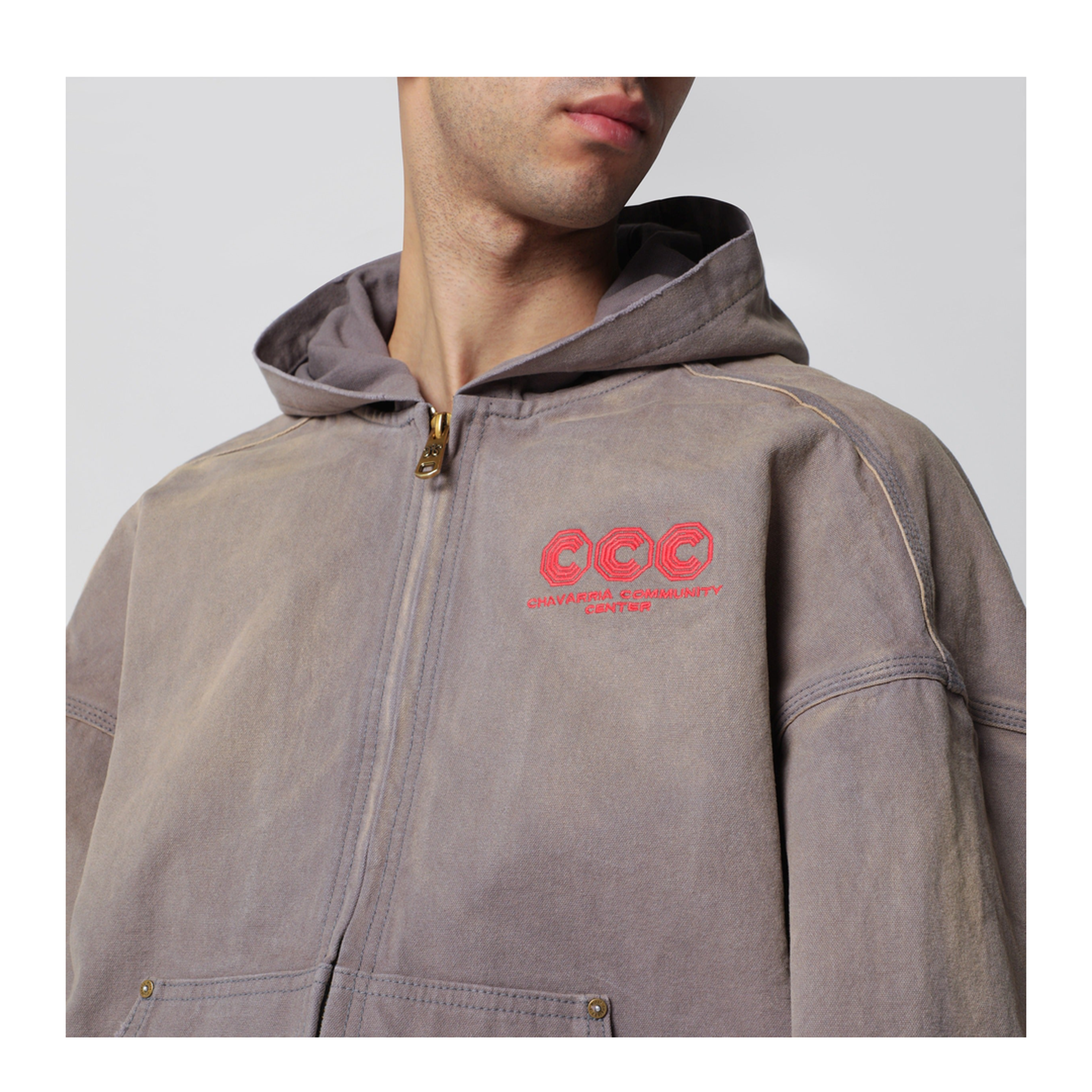 MAYFEYR - Willy Chavarria - Graphite Zip Up Jacket With Vintage Effect - WCJKT0069CO068