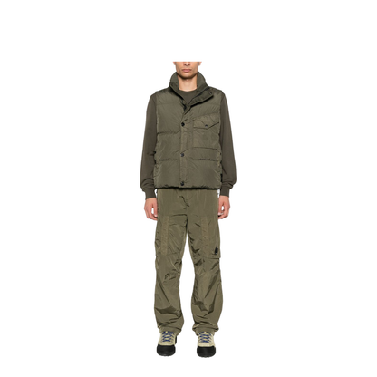 Down Vest in Recycled Nylon Rep