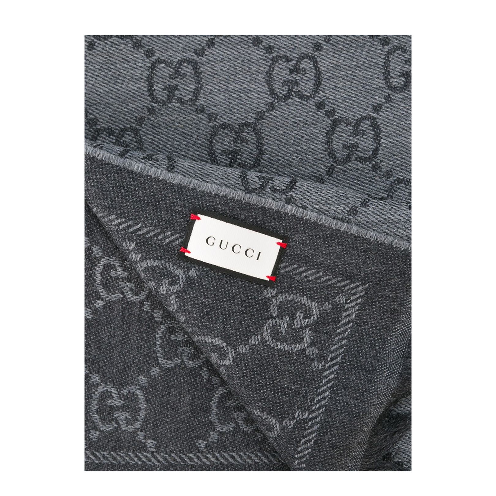Grey GG Jacquard Pattern Knitted Scarf