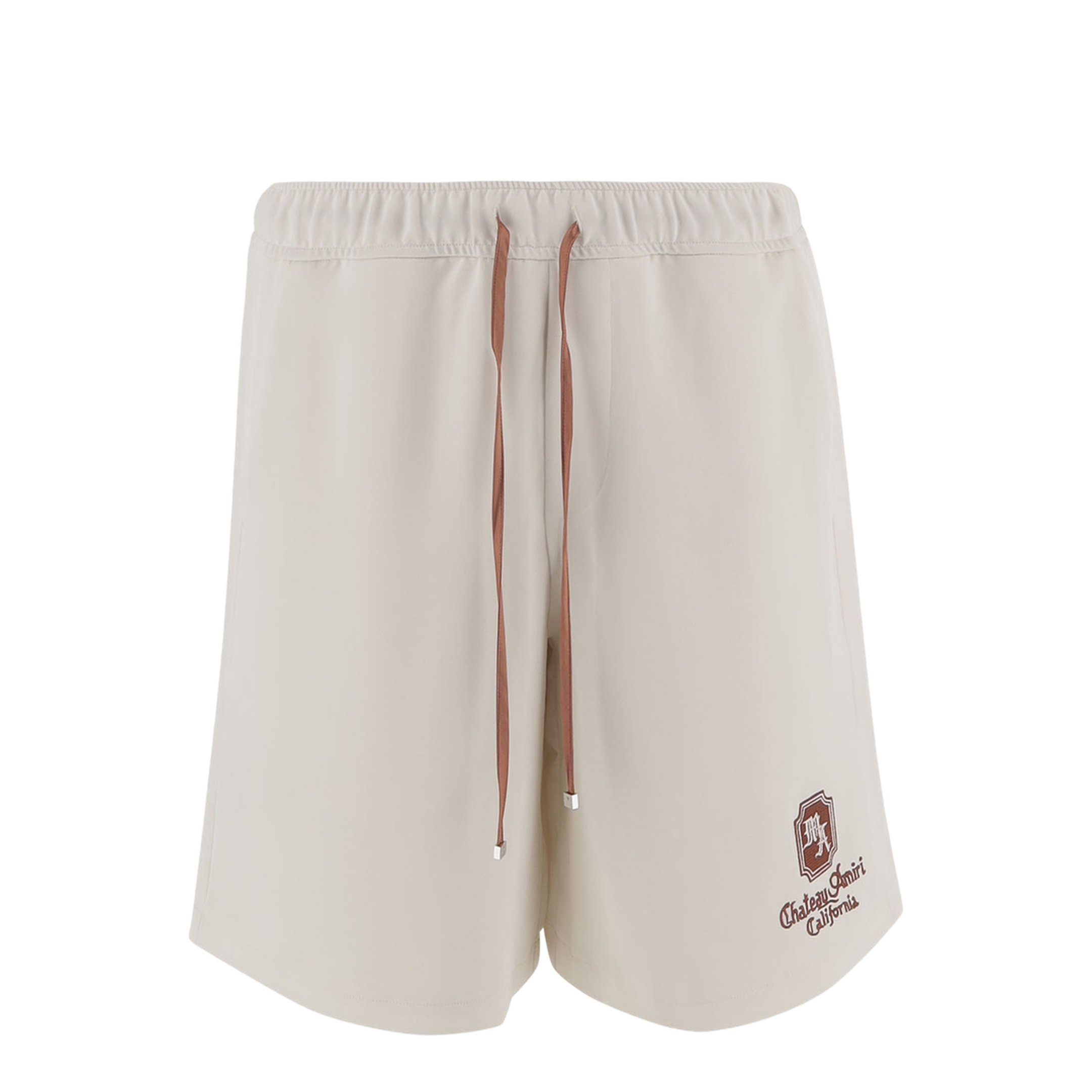 Logo Embroidered Drawstring Shorts Beige