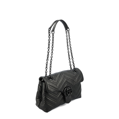 GG Marmont Small Matelassé Leather Shoulder Bag - Black