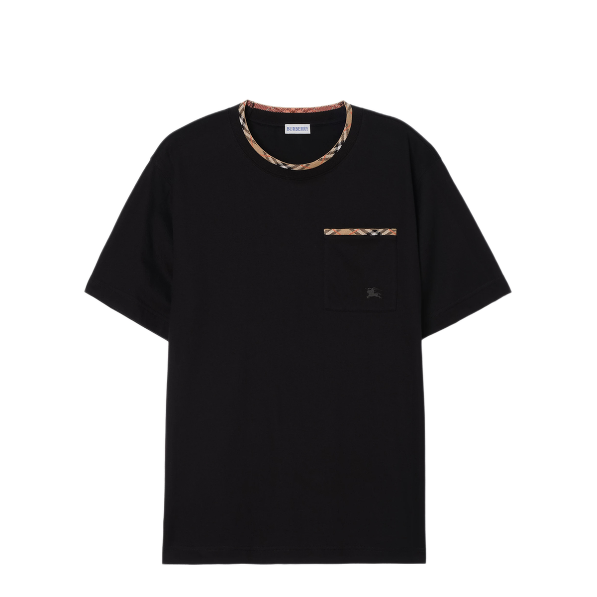 Cotton T Shirt With Check Trims