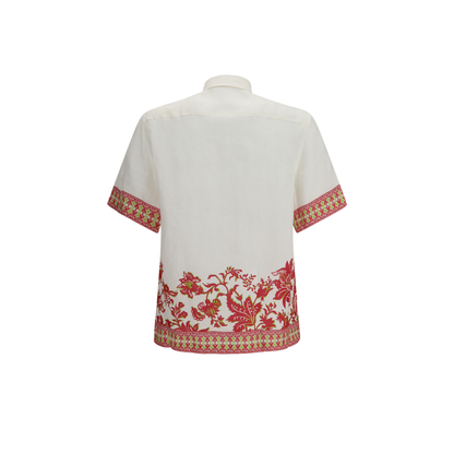 MAYFEYR - Etro - Linen Shirt With Floral Print And Short Sleeves - MRIC001199SP301