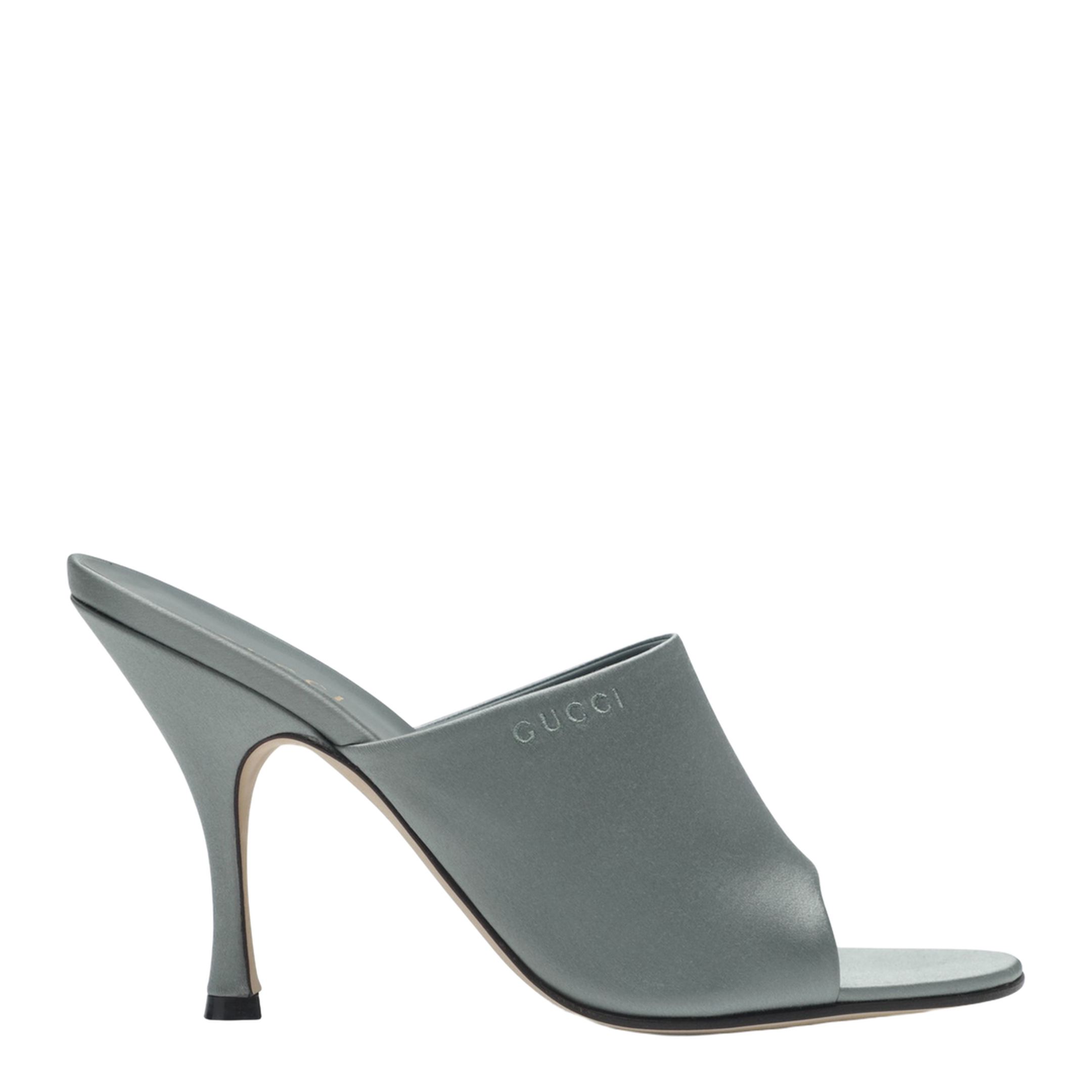 Ocean Green Satin Slider Sandal