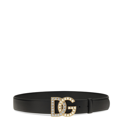 MAYFEYR - Dolce & Gabbana - Leather Belt With Crystal Dg Logo - BE1576AQ3398S574