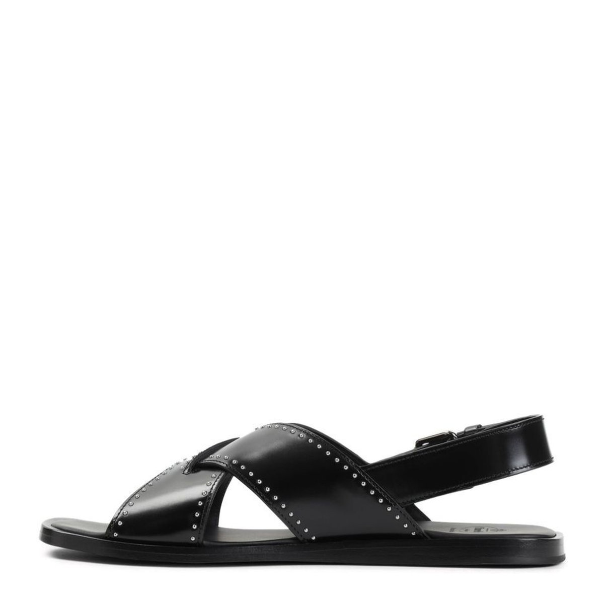 Stud Embellished Crossover Flat Sandals