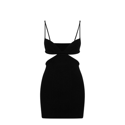 Black Cut Out Ribbed Mini Dress