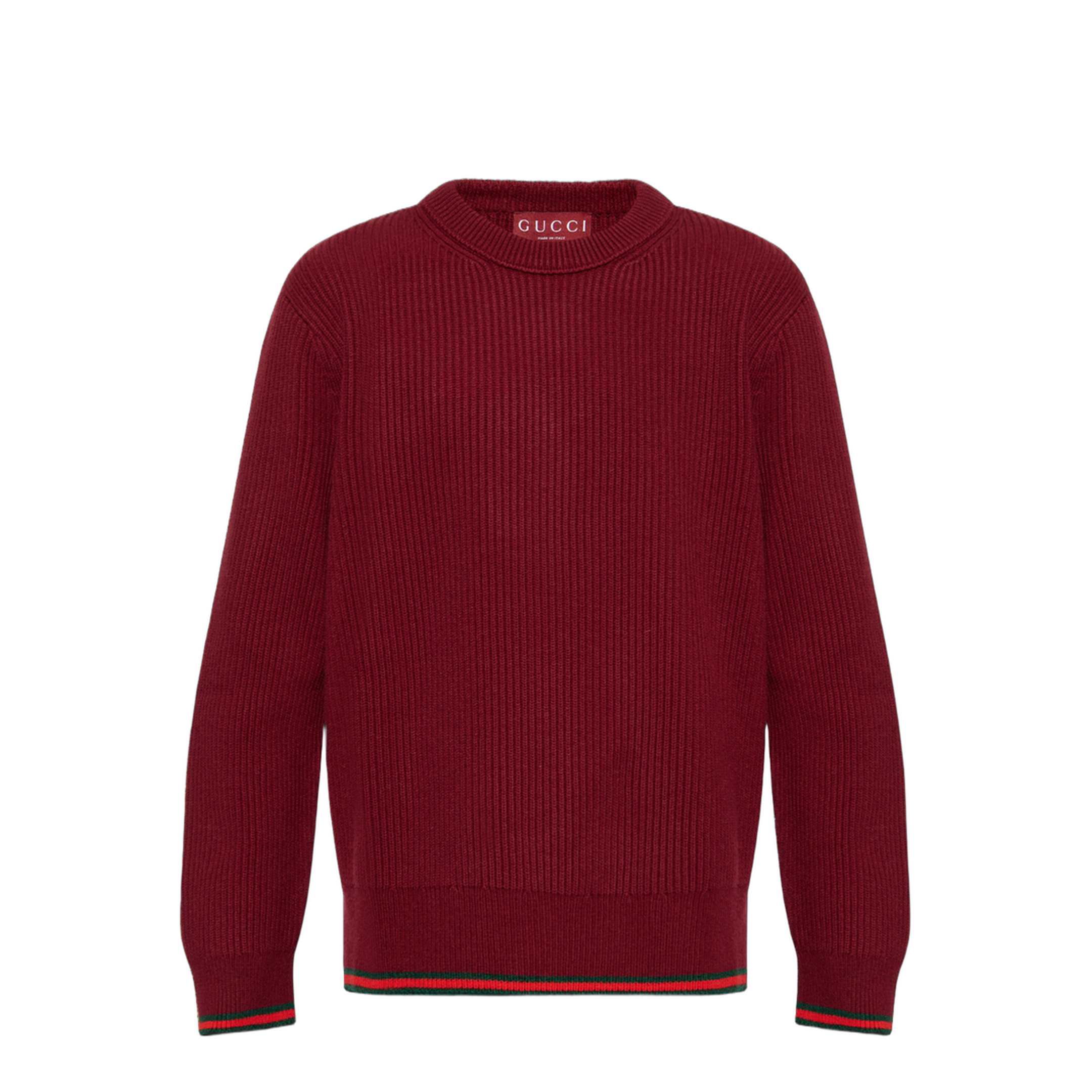 Red Crewneck Sweater with Web Detail