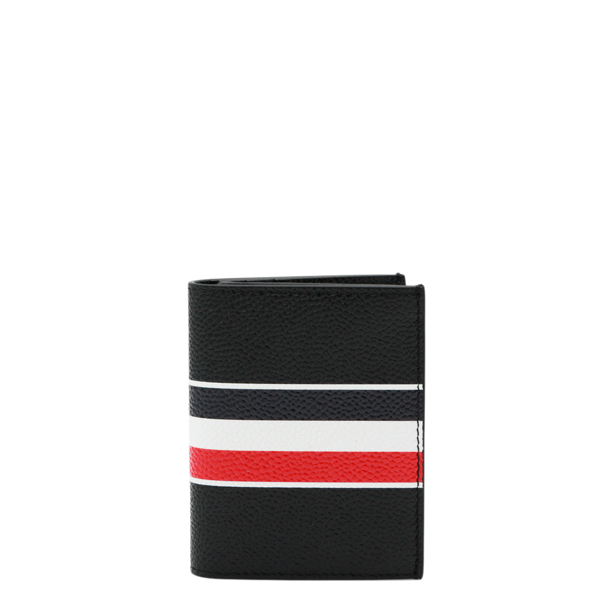 Pebble Grain RWB Stripe Double Card Holder in Black