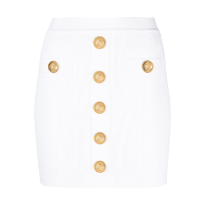 White Ribbed Knit Skirt