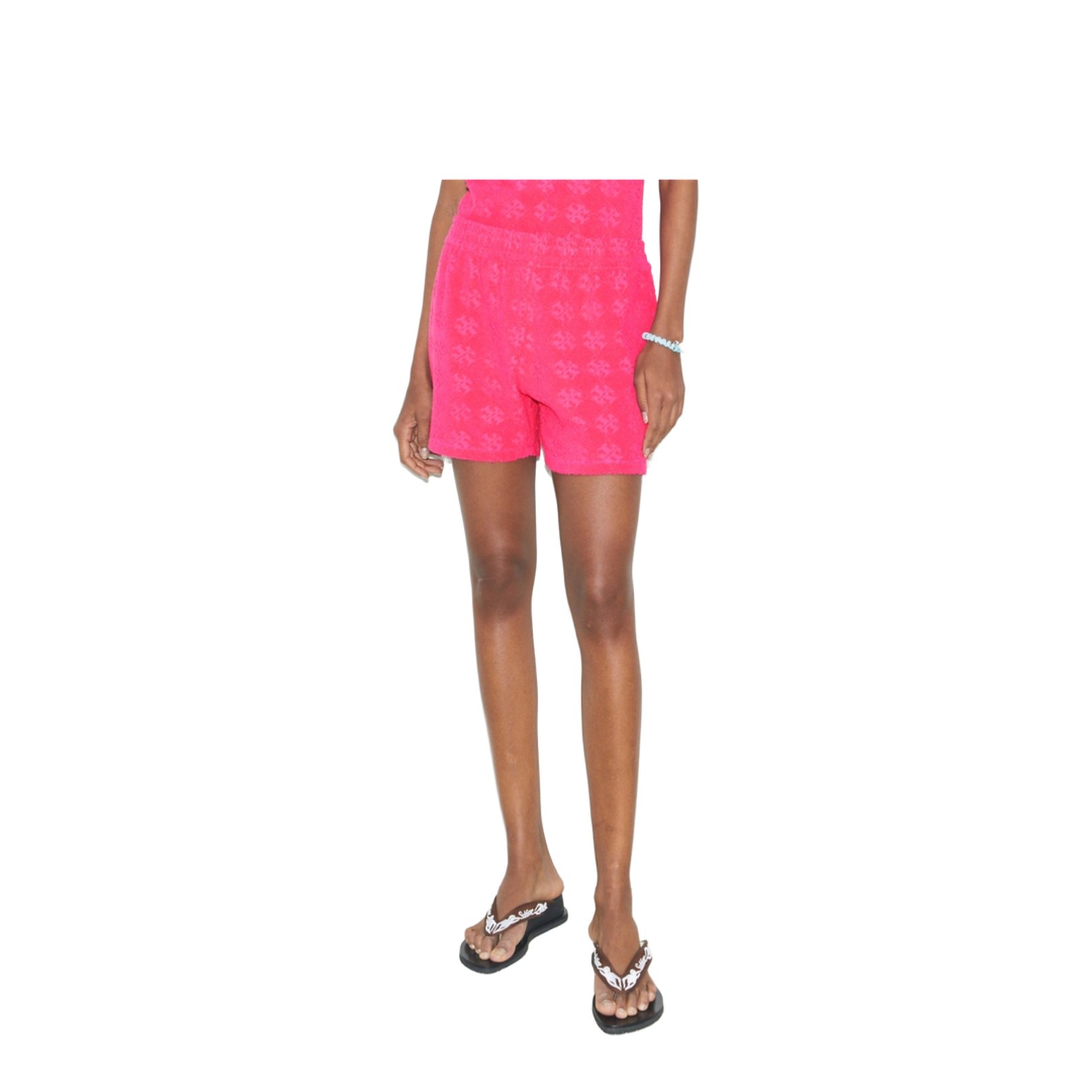Terry Pink Shorts with Elastic Waist