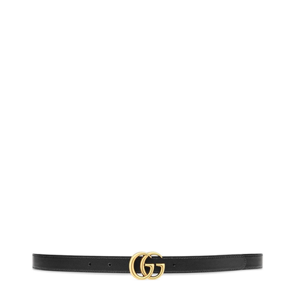 Marmont Reversible Thin Belt in Beige, Ebony & Black