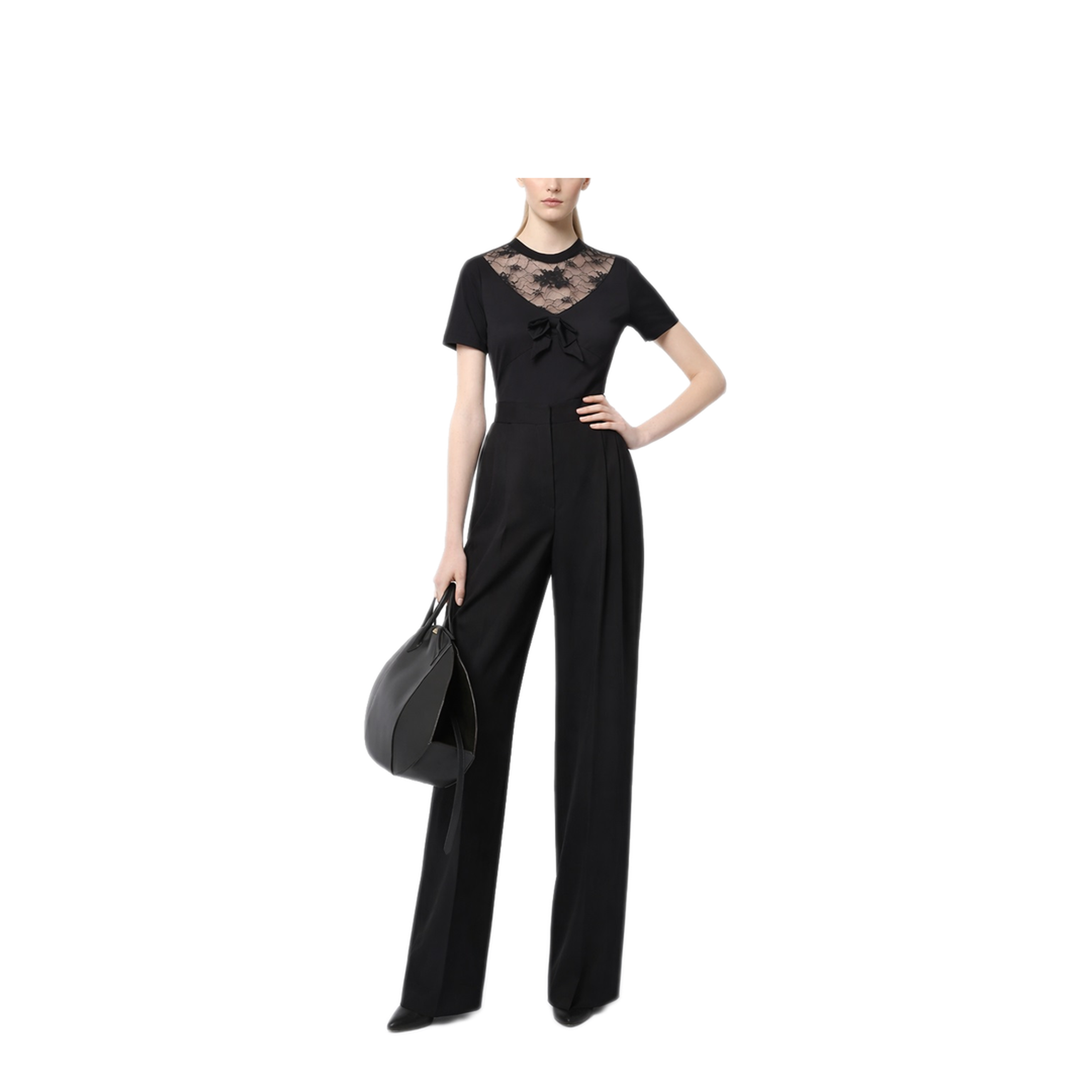 MAYFEYR - NINA RICCI - T Shirt With Bow And Lace Inserts - 26PJTO027CO1115U9000