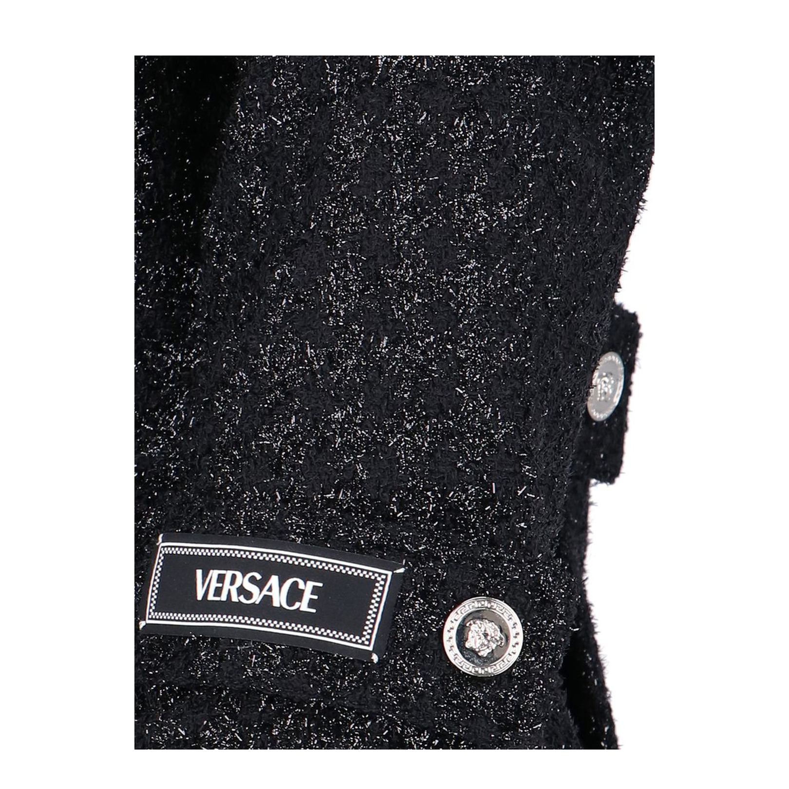 Black Lurex Jacket with Medusa Silver-tone Hardware