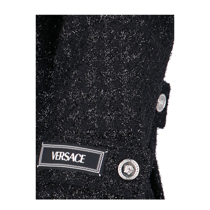 Black Lurex Jacket with Medusa Silver-tone Hardware