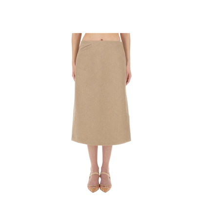 Linen Beige Longuette Skirt