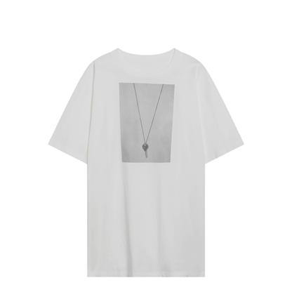 White T-shirt with key print