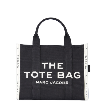 Jacquard Medium Woven Tote Bag - Black