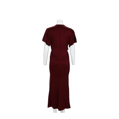 MAYFEYR - Victoria Beckham - Midi Dress With Draping And V-Neck - 1226WDR005195DBURGUNDY