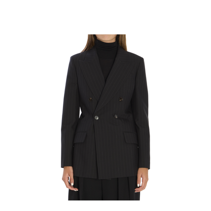 Pinstripe Wool Jacquard Jacket in Black