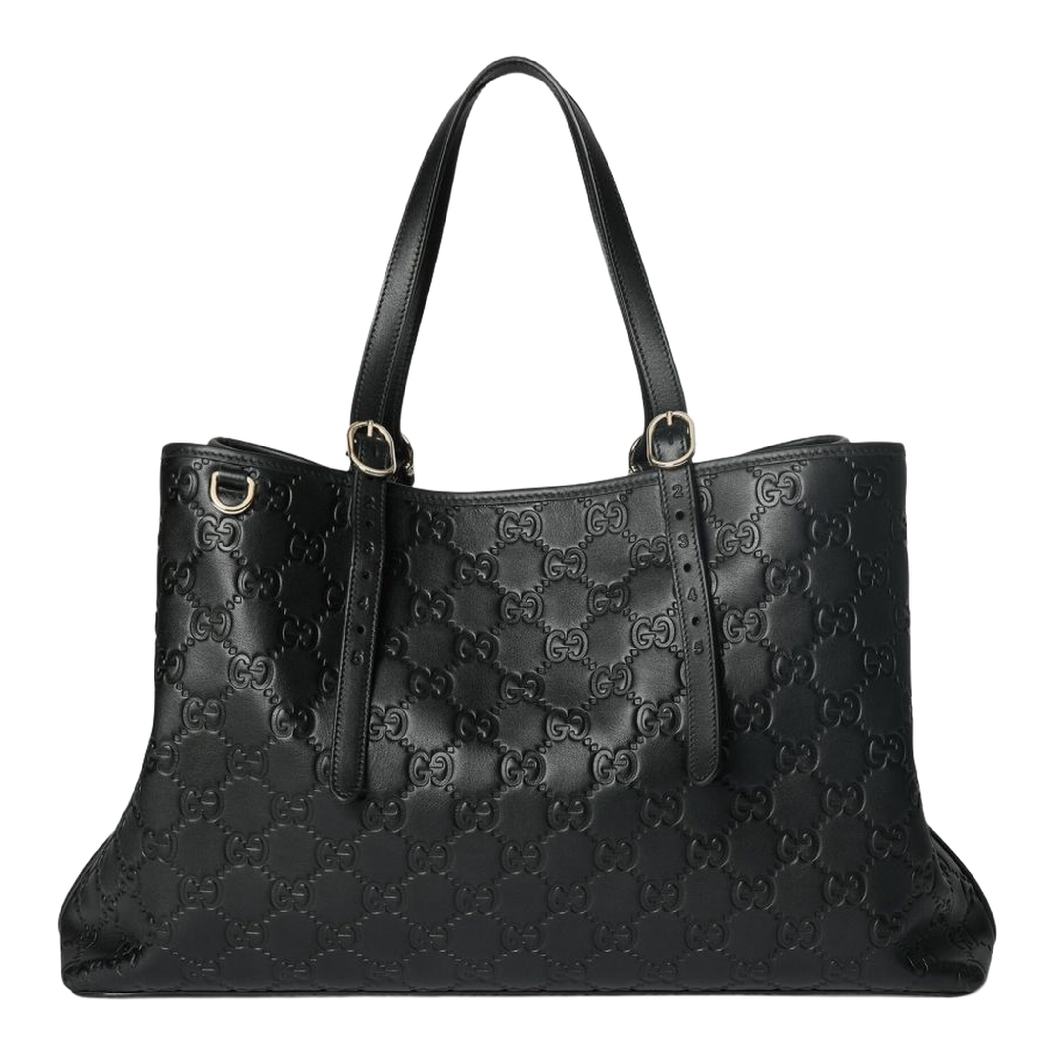 Emblem Large Leather Tote - Black