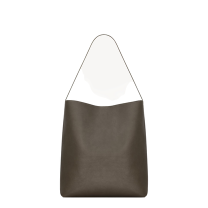 Bold Hobo Bag in Leather in Grey & Silver