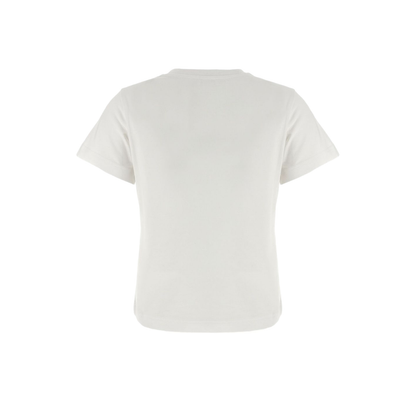White Embroidered Cursive Logo Cotton T-Shirt