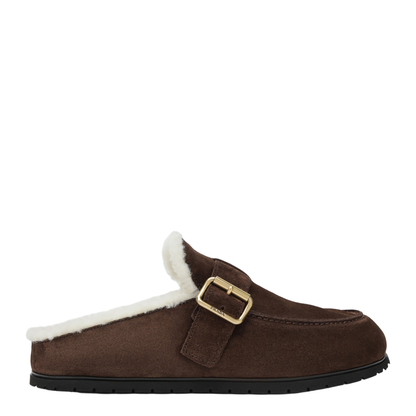 MAYFEYR - Prada - Moro Suede Clogs With Shearling Lining - 1R548OZF10JFTF0003
