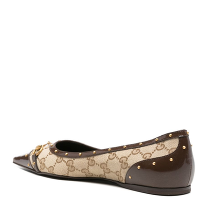 MAYFEYR - Gucci - Savoy Ballerina In Sand And Brown Gg Canvas - 875050FAF7F9649
