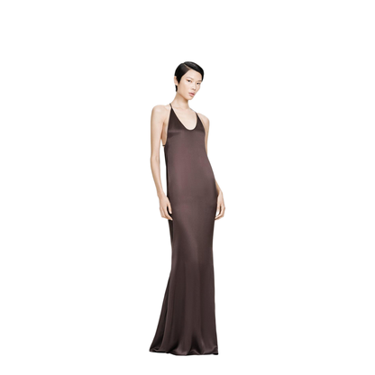 MAYFEYR - Tom Ford - Peach-Feel Silk Satin Halterneck Evening Dress - AB3711FAX1720