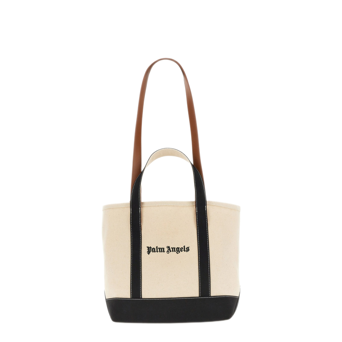 Logo-Print Canvas Tote - Off-white/black/brown