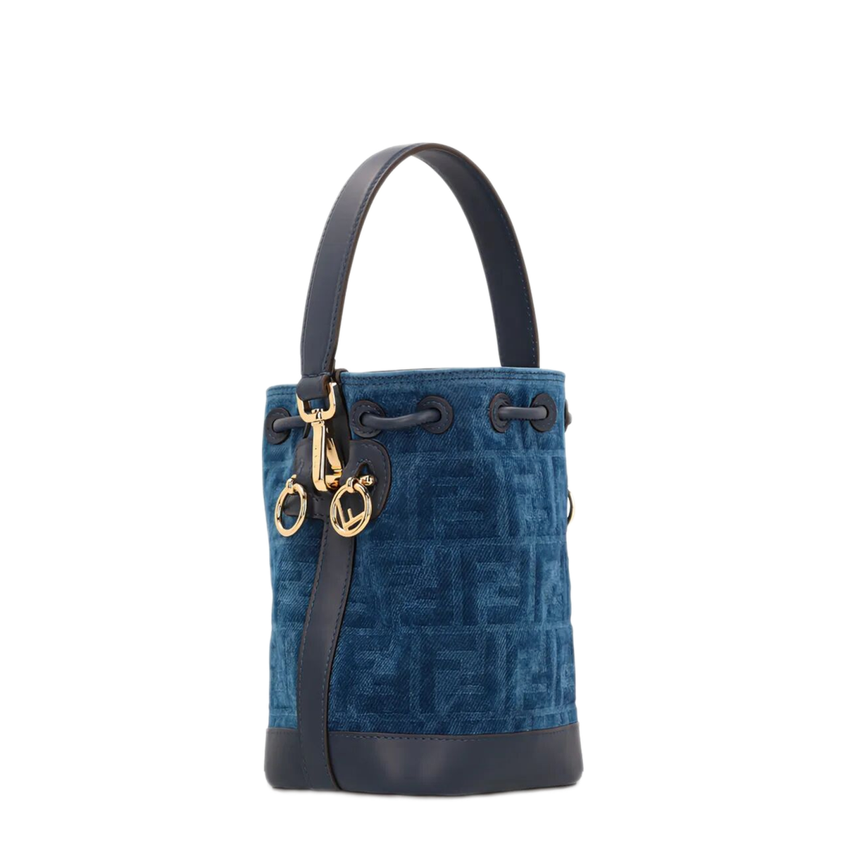 Mon Tresor Mini FF Denim Bucket Bag - Blue