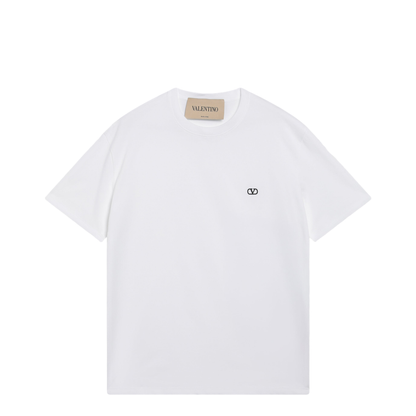 MAYFEYR - Valentino - White Cotton T-Shirt With Vlogo Embroidery - 9V3MG10VBMM0BO
