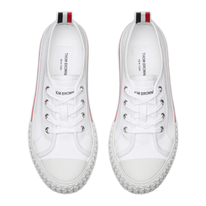 MAYFEYR - Thom Browne - Collegiate Low Top Trainer With Tartan Tread Sole In Organic Canvas - FFD125AF0102100