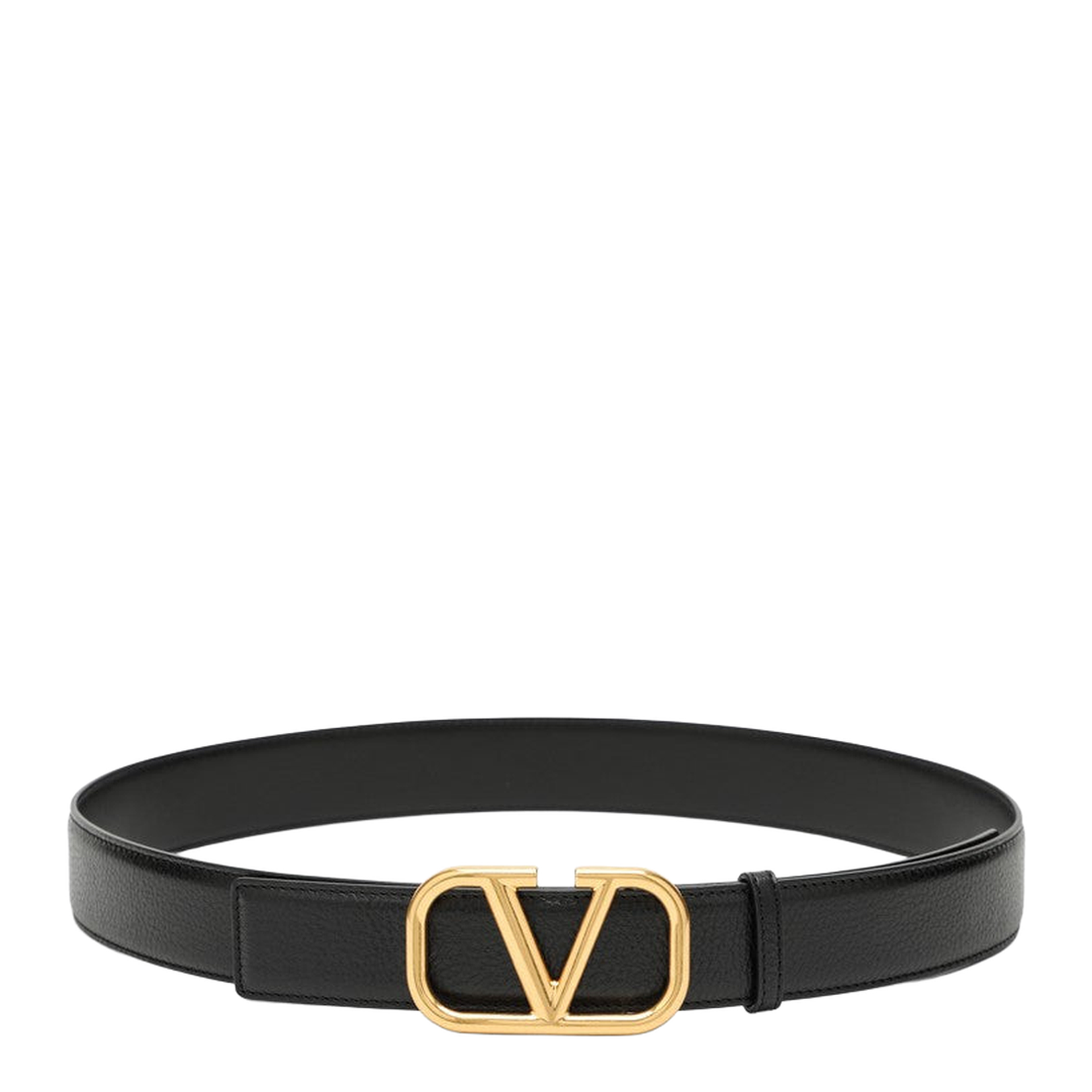 Vlogo Black/Gold Leather Belt