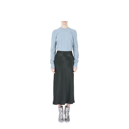Black Satin Midi Skirt