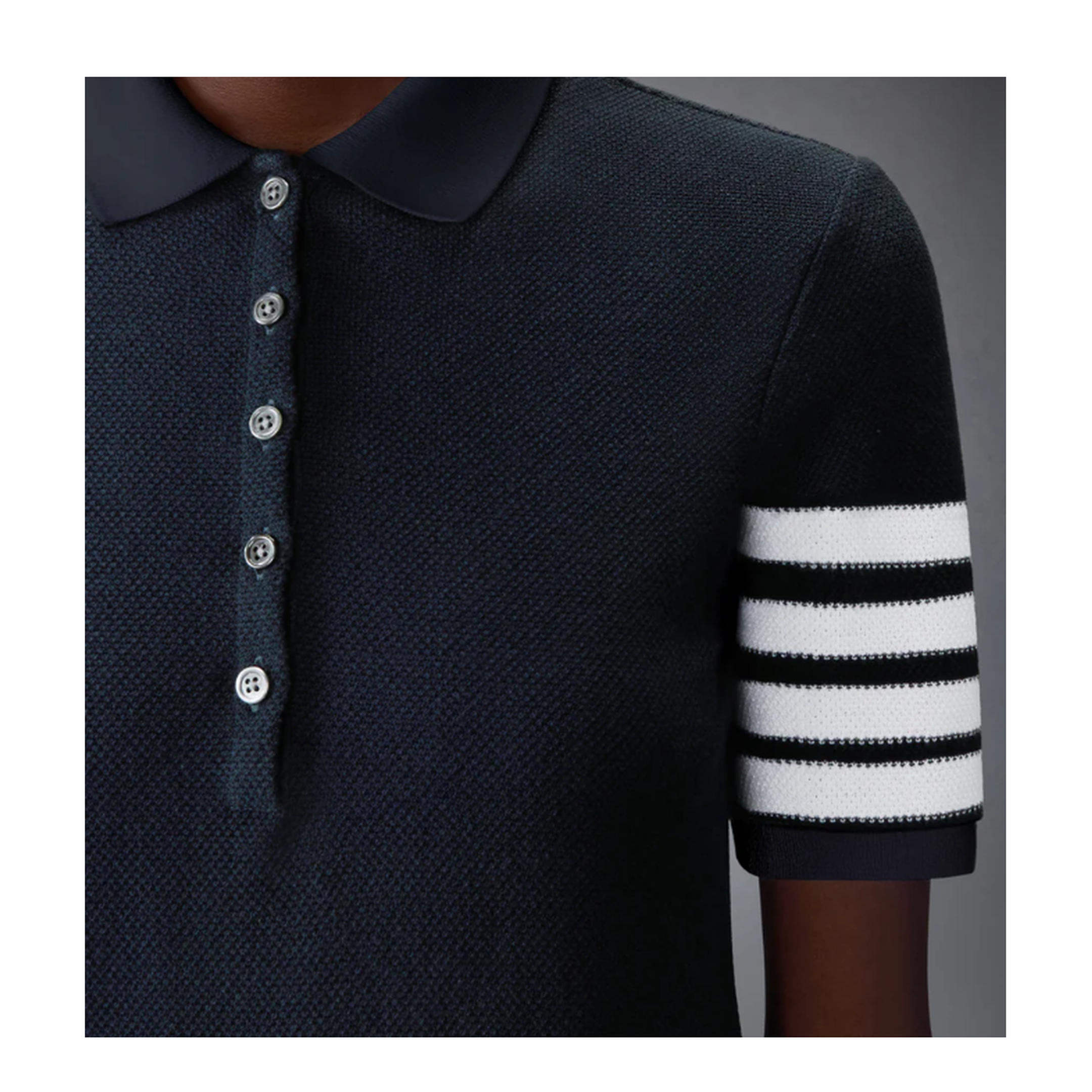 MAYFEYR - Thom Browne - Polo Dress In Textured Pique With Eng 4 Bar - FJD134AJ0248415