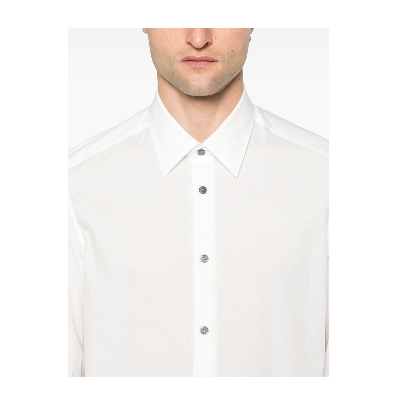 Cotton Shirt with All-Over Jacquard Logo
