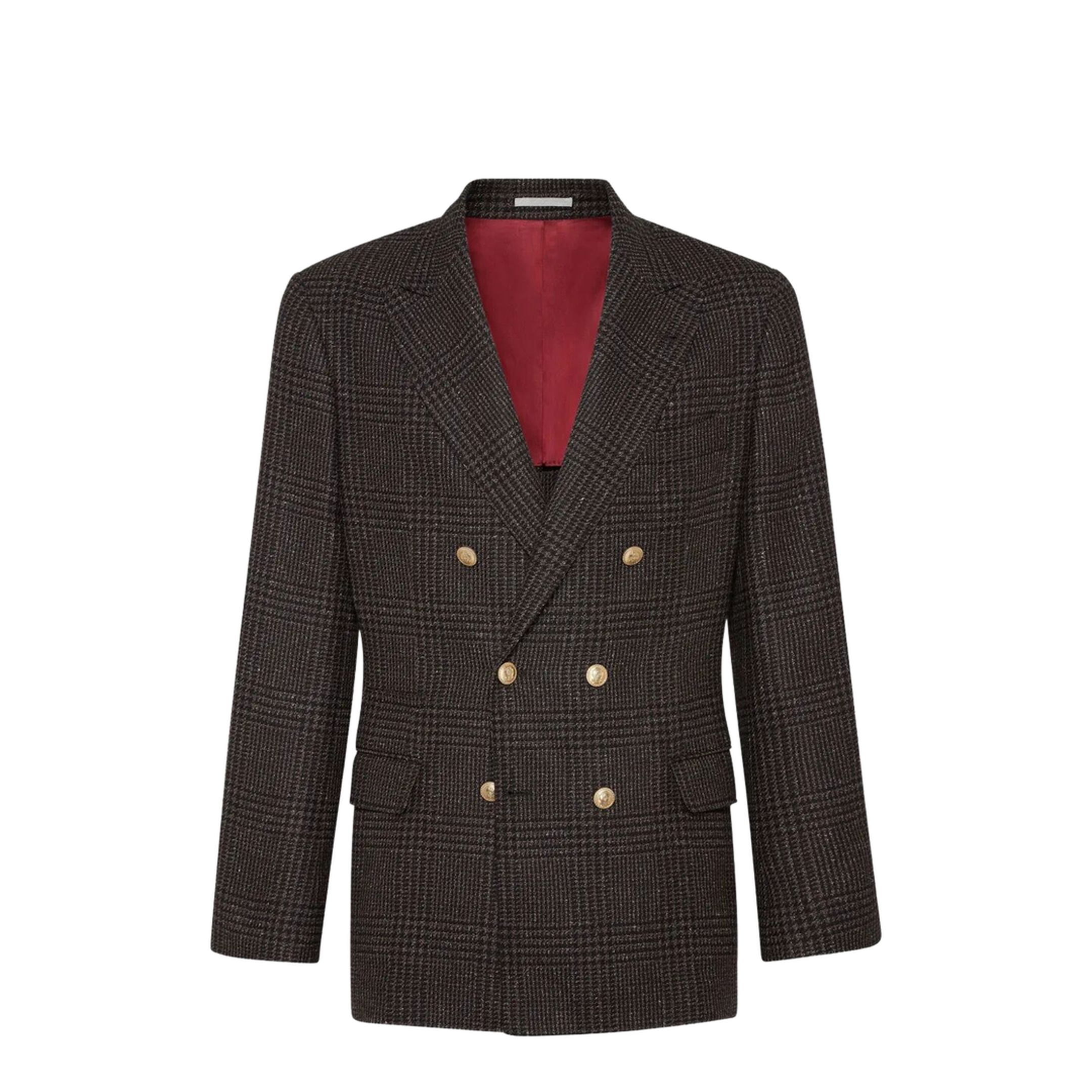 MAYFEYR - Brunello Cucinelli - Prince Of Wales One-And-A-Half Breasted Blazer With Metal Buttons - MV4167BPDG